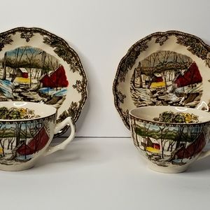 Johnson Brothers Friendly Village, Porcelain Coffee Cup &Saucer, The Ice House